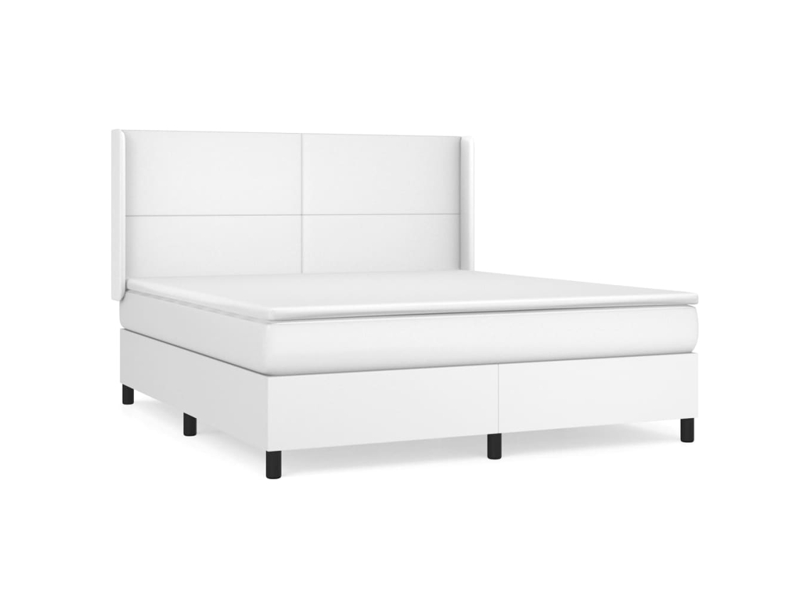 Maison Exclusive - Cama Box Spring Con Colchón Cuero Sintético Blanco 160x200 Cm
