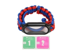 Pulsera Ajustable 3 En 1 De Paracord Tejido Para Mi Band 8/8 Nfc Azul Rojo