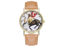 Reloj De Cuarzo Con Correa De Cuero Estilo Simple Universal Centaurus Para Estudiantes (beige)