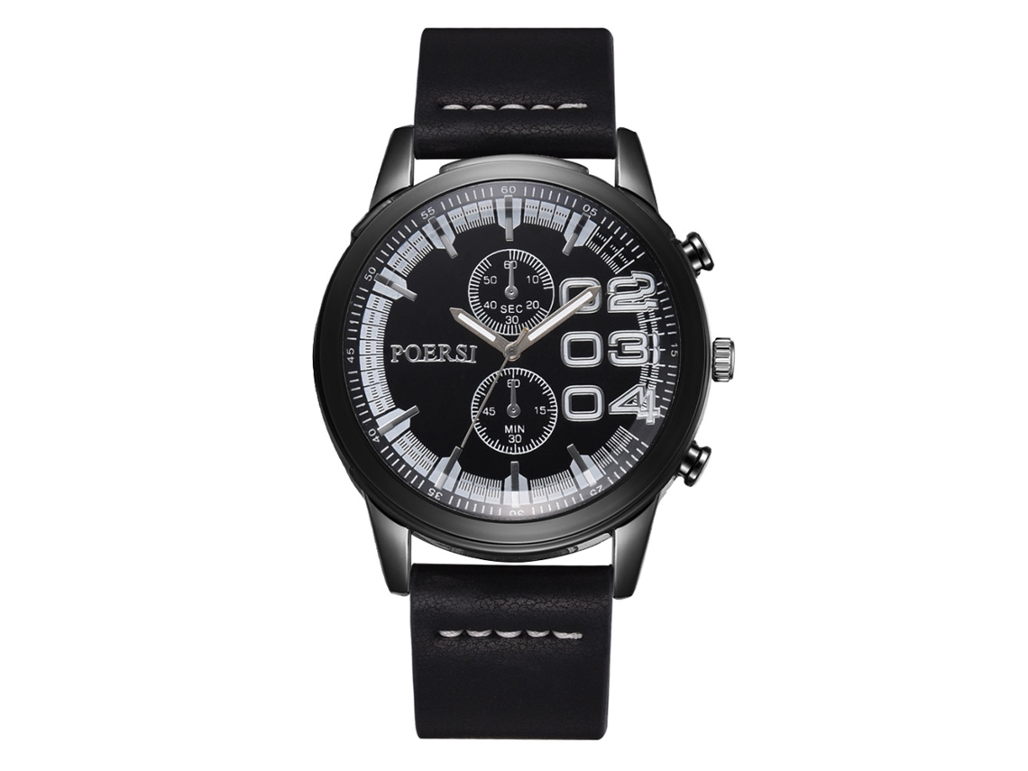 Reloj De Negocios Sencillo Para Hombre Con Correa De Pu, Movimiento De Cuarzo Negro, Resistente A Los Arañazos.