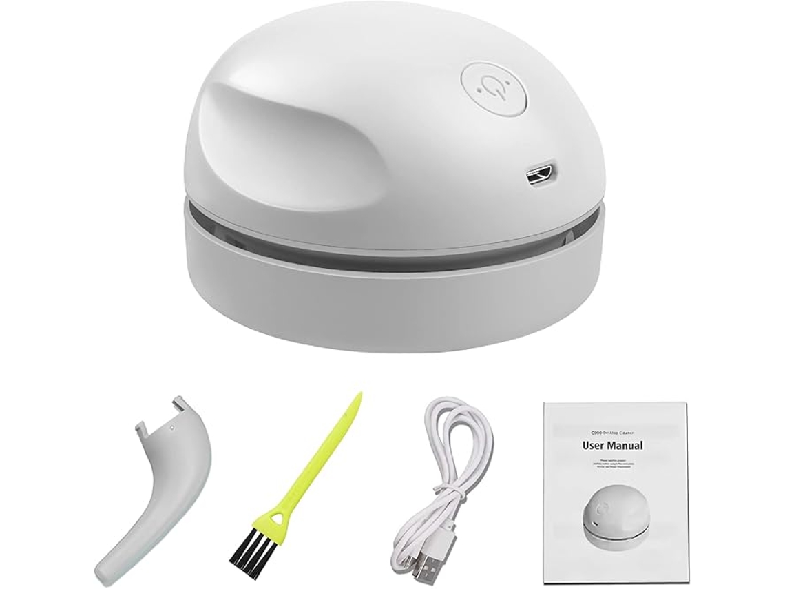 Miniaspiradora de escritorio recargable por USB con cepillo de limpieza para limpiar polvo, suciedad y más. Gris Siurn