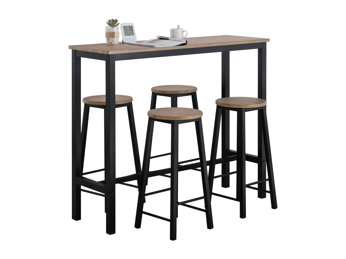 Conjunto de Comedor SOBUY (Marrón y Negro - MDF y Metal - 120x40x100cm)