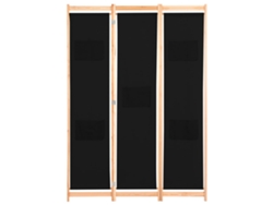 Biombo de 3 paneles de tela negra de 120 x 170 x 4 cm Wsd498014 Adorable Home