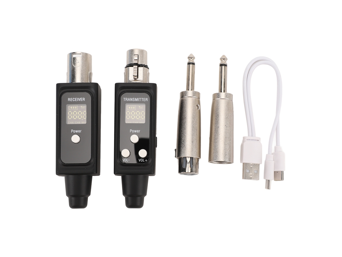 Transmissor Receptor Xlr Sem Fio 2.4ghz Uhf Microfone Dinâmico Recarregável Ruído Redução Pa Dslr Câmera