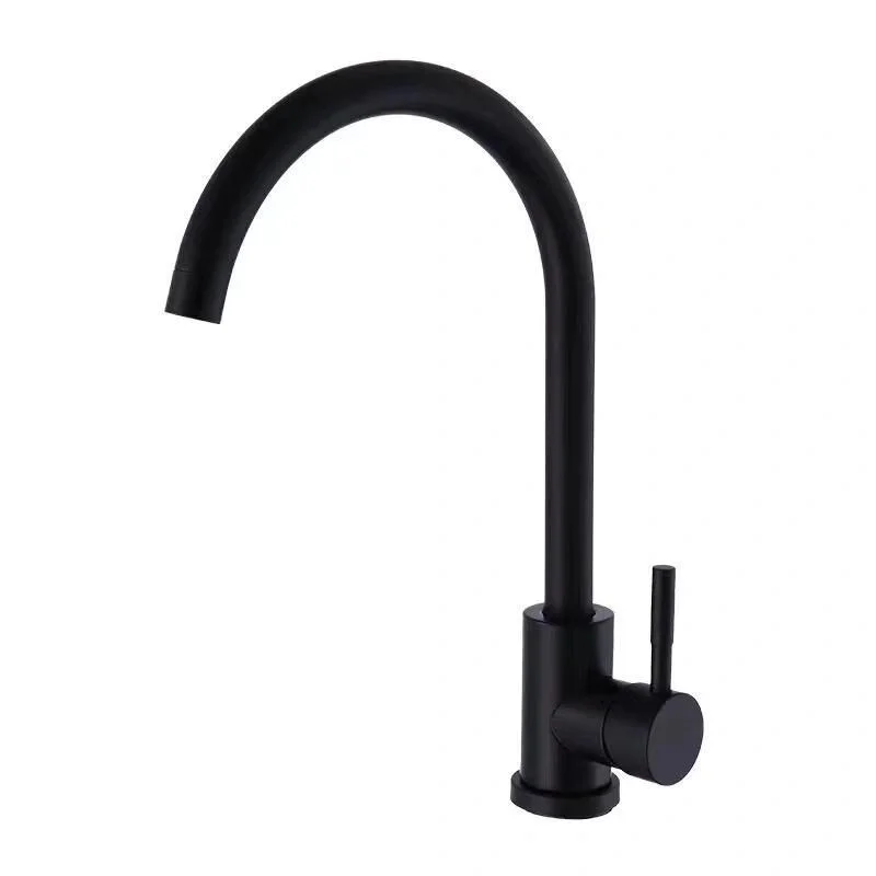 Moderno Negro Cocina Grifo Mezclador Con Giro 360° Caño, Acero Inoxidable Monomando Grifo Para Fregadero