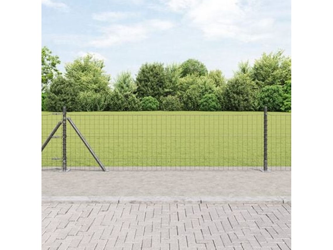 Postes de cerca con placas base (7 piezas, Ø32 mm, 70 cm, acero galvanizado, WSD834886) Lovely Home