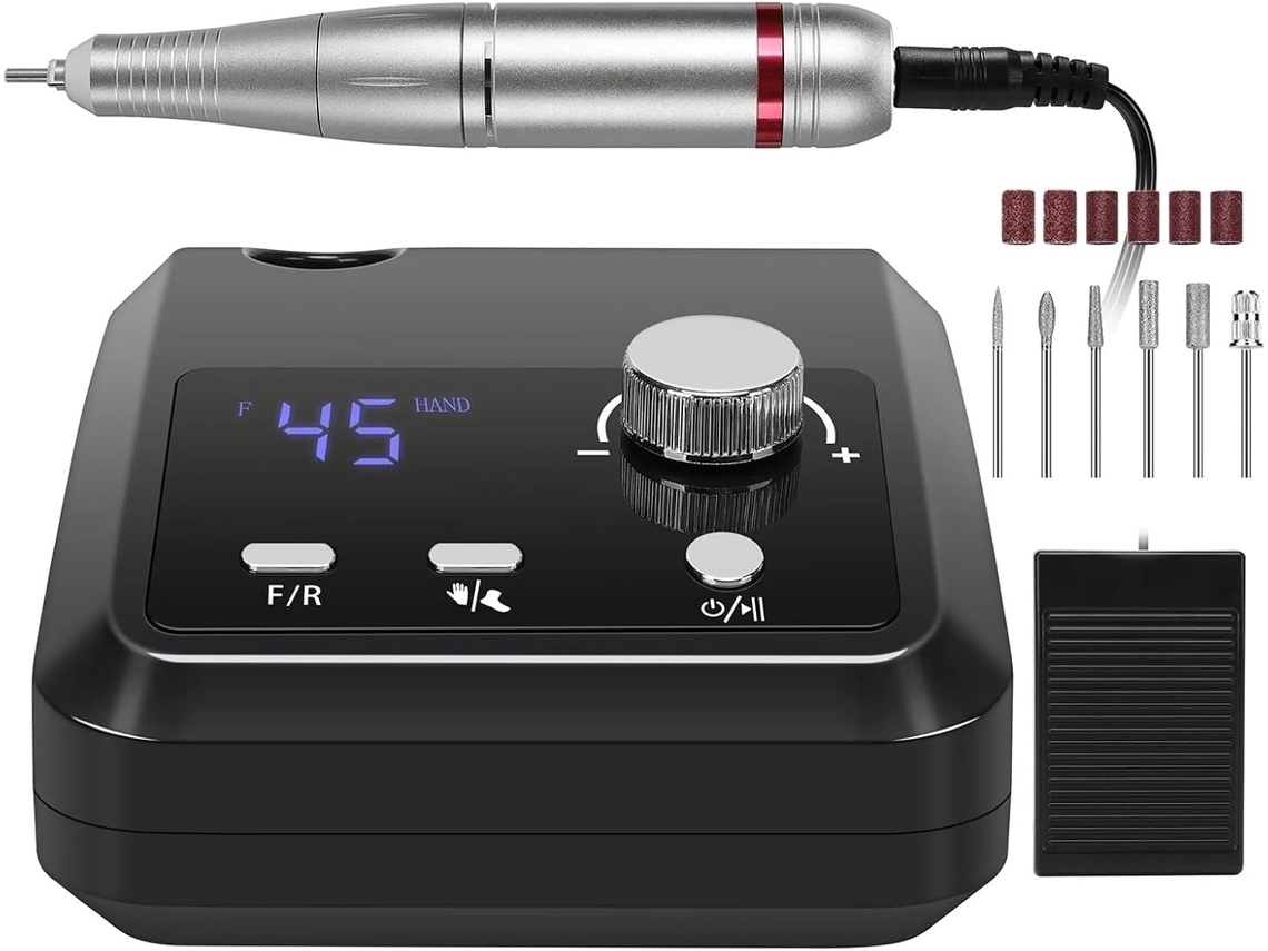 Kit De Taladro Eléctrico Para Uñas De 45000 Rpm Para Acrílico, Gel Y Polvo De Inmersión, Lima