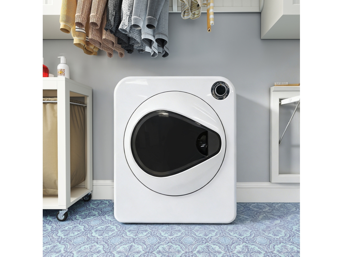 Secadora de ropa PTC de 3 kg, tambor de acero inoxidable, 4 programas, ventilador, montaje en pared