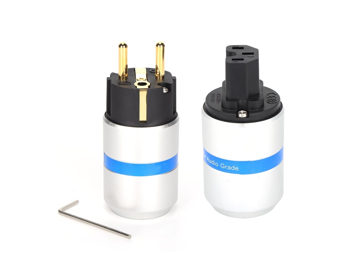 Enchufe De Alimentación De Ca Monosaudio De Cobre Puro Chapado En Oro De 24 Quilates Con Conector Iec 100-250ve106g