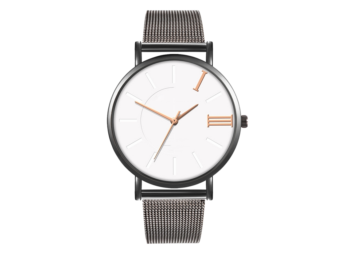 Reloj De Moda Para Hombre Y Mujer Con Correa De Malla, Esfera Redonda Y Movimiento De Cuarzo, Ideal Para Enamorados.