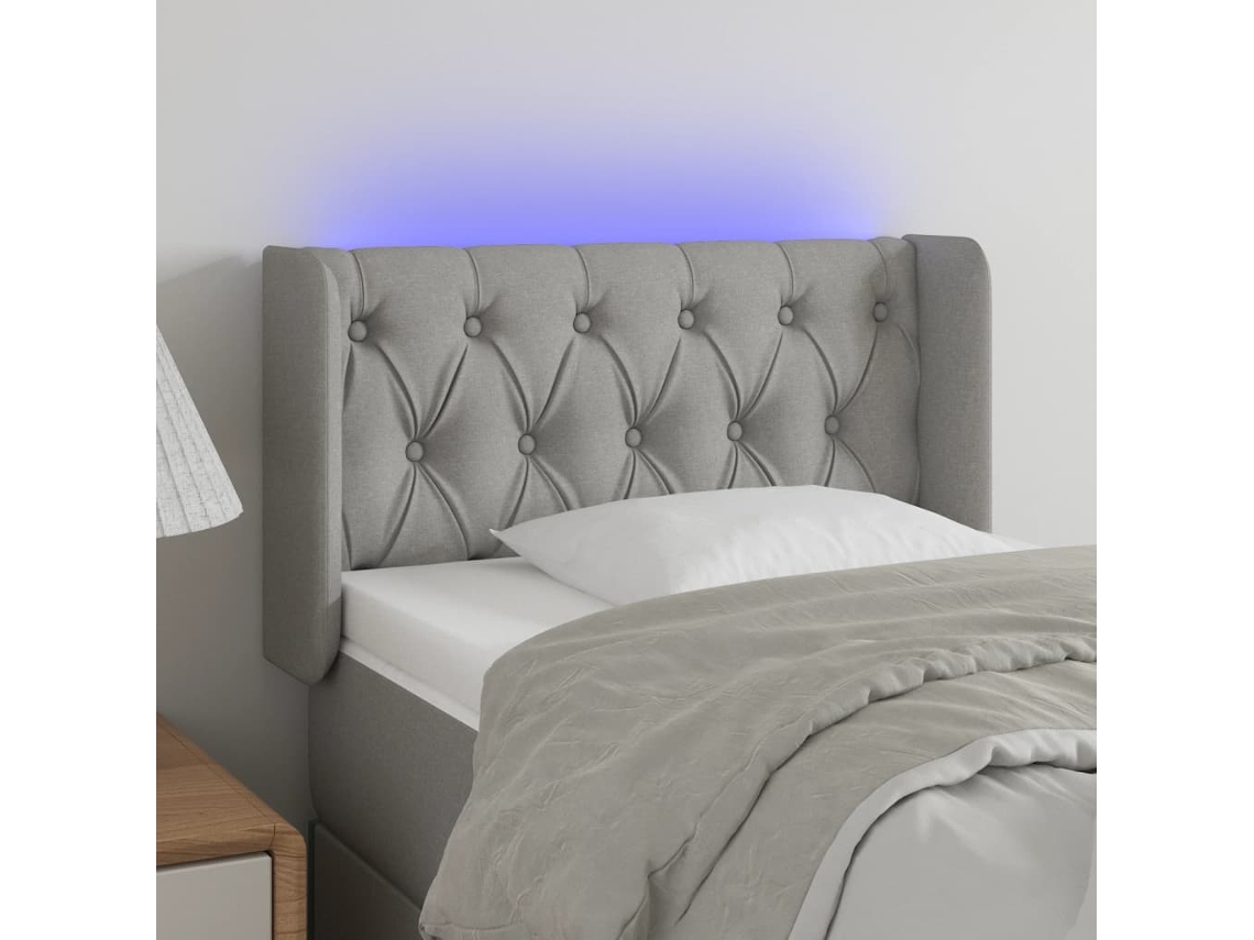 Cabecero Con Led De Tela Gris Claro 83x16x78/88 Cm