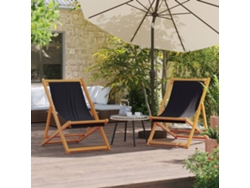 Sillas de playa plegables DKD Home Decor de 2 piezas, tela negra