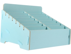 Caja De Almacenamiento De Madera Para Teléfono Móvil, Compartimentos Azules, Organiza El Teléfono.