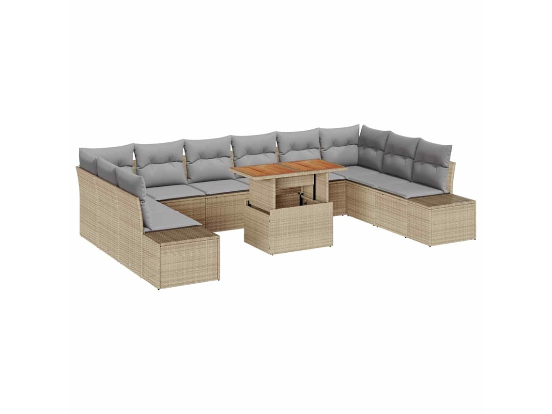 Maison Exclusive - Conjunto de sofás de jardín con cojines, 11 piezas, beige y gris
