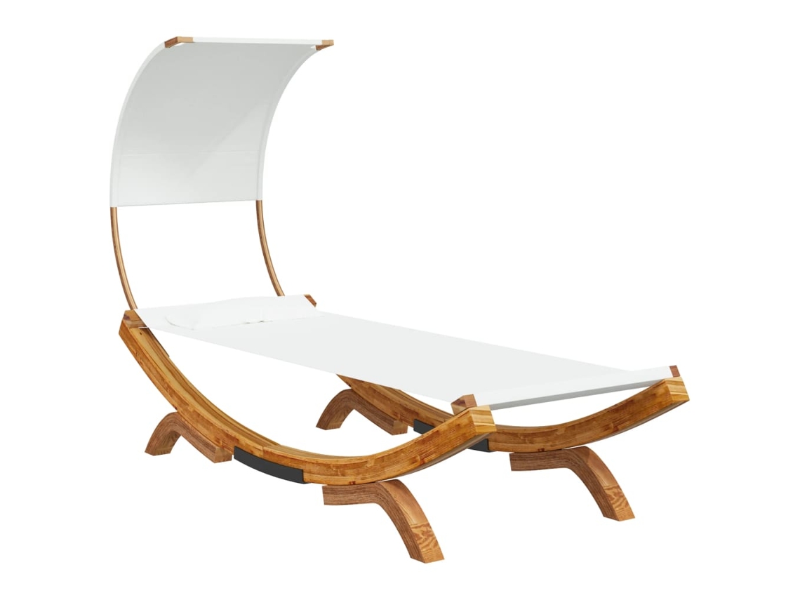 Maison Exclusive - Tumbona Con Dosel Madera Maciza Curvada Crema 100x200x126 Cm