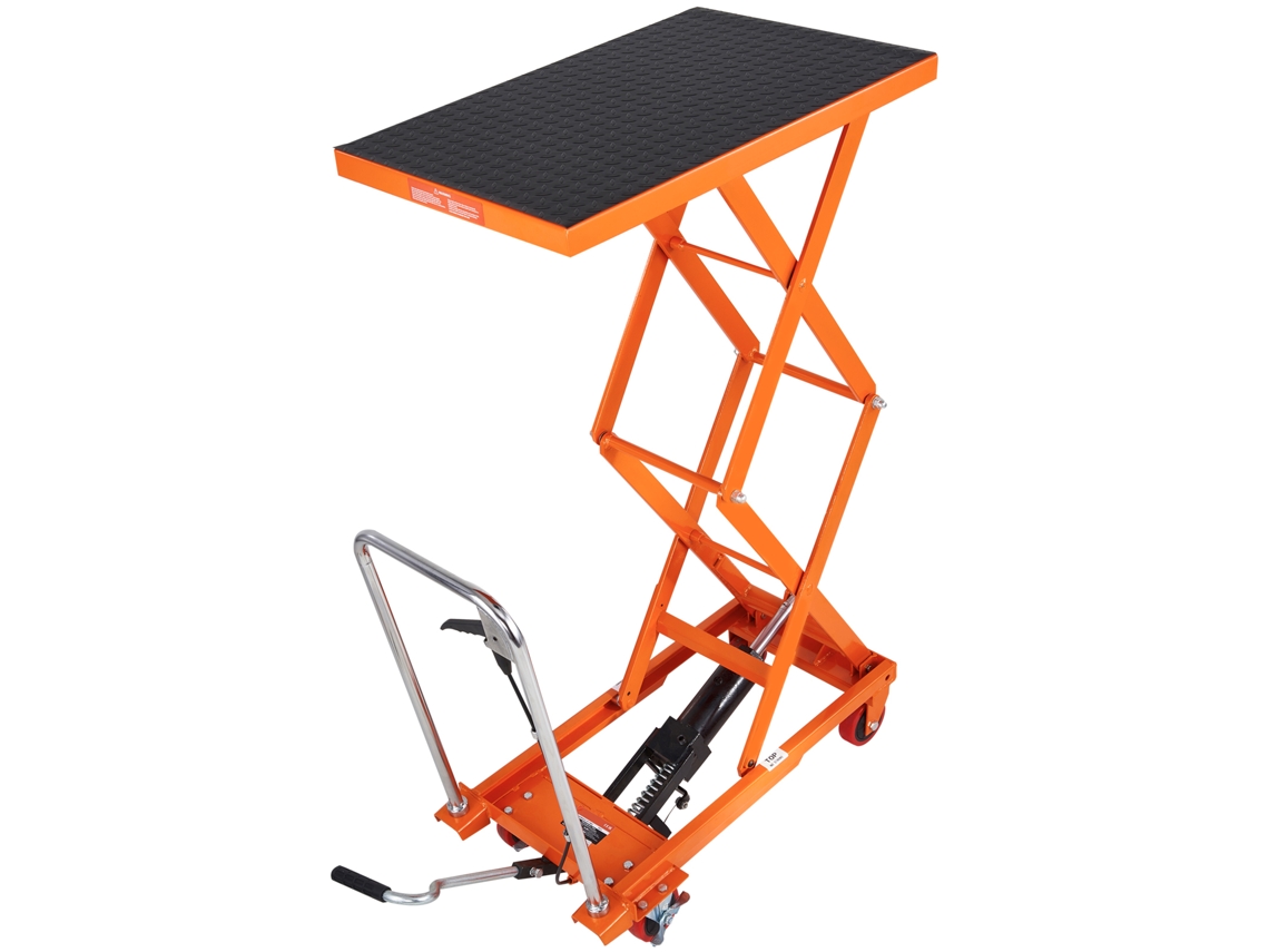 Mesa elevadora hidráulica Succebuy de 330 lb con elevador de tijera doble manual de 50 pulgadas