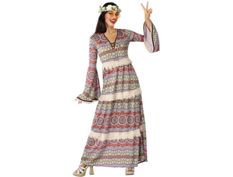 Disfraz de Mujer ATOSA vestido hippie estampado (Tam: M/L)