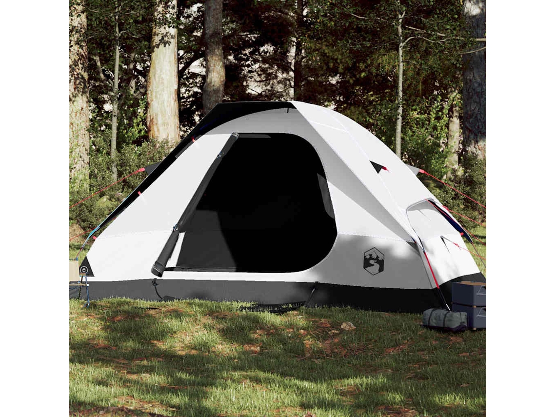Tienda de campaña tipo domo familiar para 6 personas, opaca, impermeable, blanca.