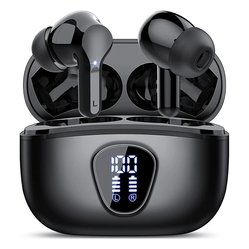 Auriculares Inalámbricos Bluetooth 5.3, Micrófono Enc Y Pantalla Led, Estilo Banda Para El Cuello Impermeable De 48 Pulgadas