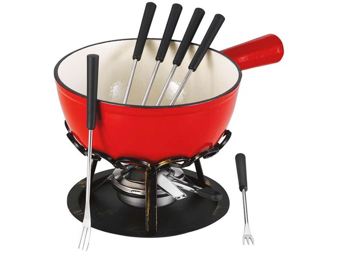Set de fondue liso rojo 20 cm calentador de hierro forjado DSBRGSAF20 - TABLEANDCOOK