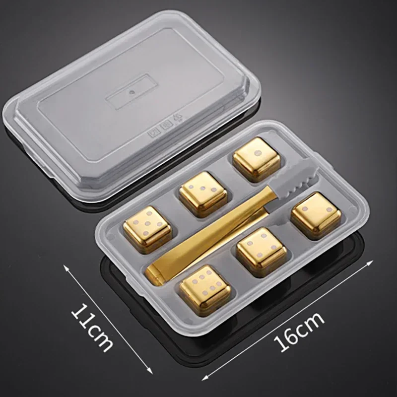 (oro, 6 Unidades, Con Clips) Cubitos De Hielo Reutilizables De Acero Inoxidable, De Congelación Rápida, Metal Apto Para Uso Alimentario.