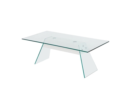 Mesa de Centro de Cristal Templado Rectangular, Blanco 110x55 cm SALDOSYSTOCKS