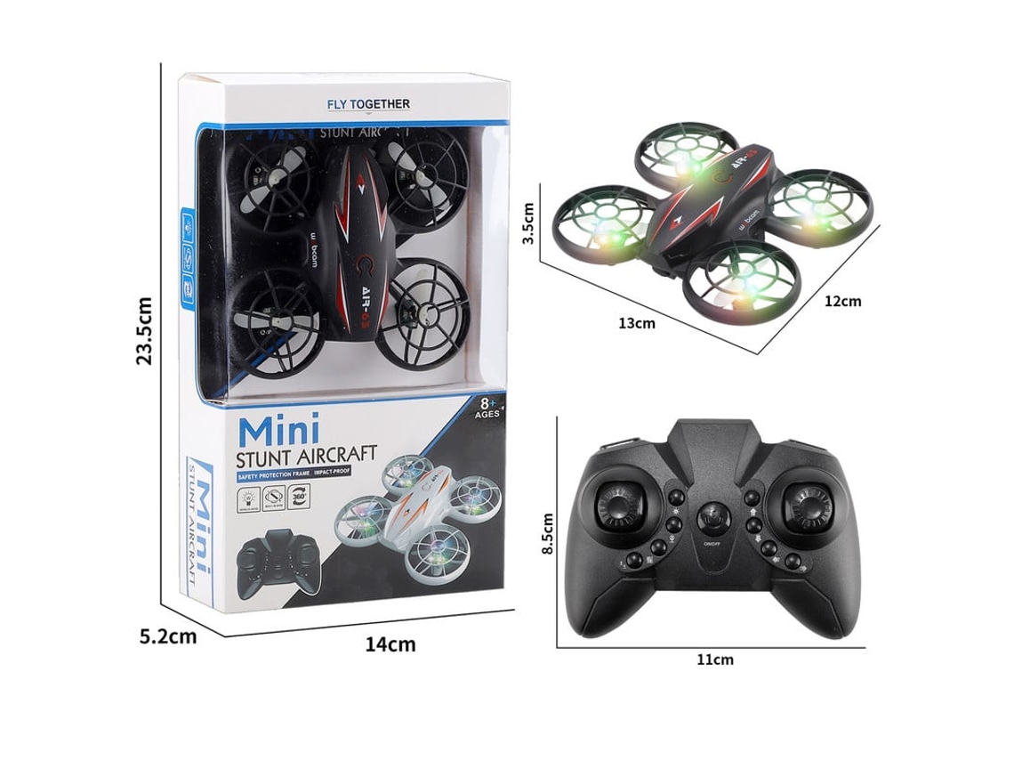 Mini dron Szsmart anticaídas y anticolisión con luz fría (6 min de autonomía, color negro)
