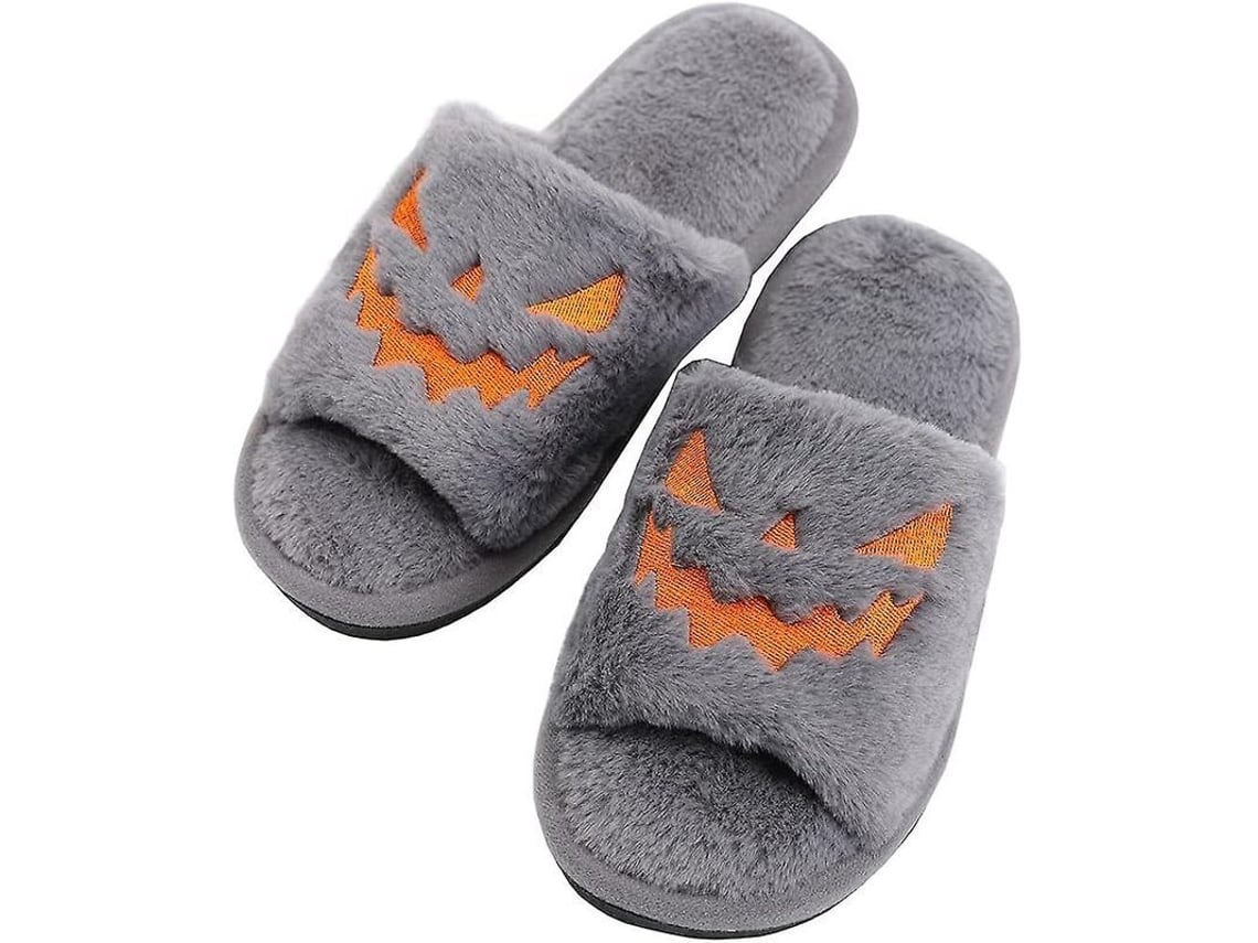 2026-zapatillas De Halloween Calabaza Mujer Diseño Caricatura Pelo Suave Zapatos Casa Niñas Damas