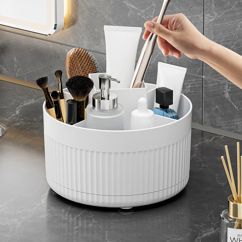 (blanco) Caja De Almacenamiento Para Brochas De Maquillaje, Caja De Almacenamiento Para Brochas De Maquillaje Giratoria De 360°