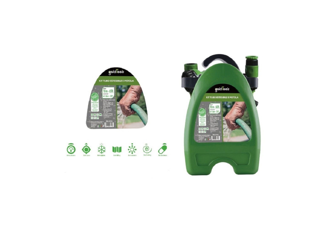 Pistola Riego Jardin Kit Manguera Extensible 10Mt Soporte 57515 KAELA