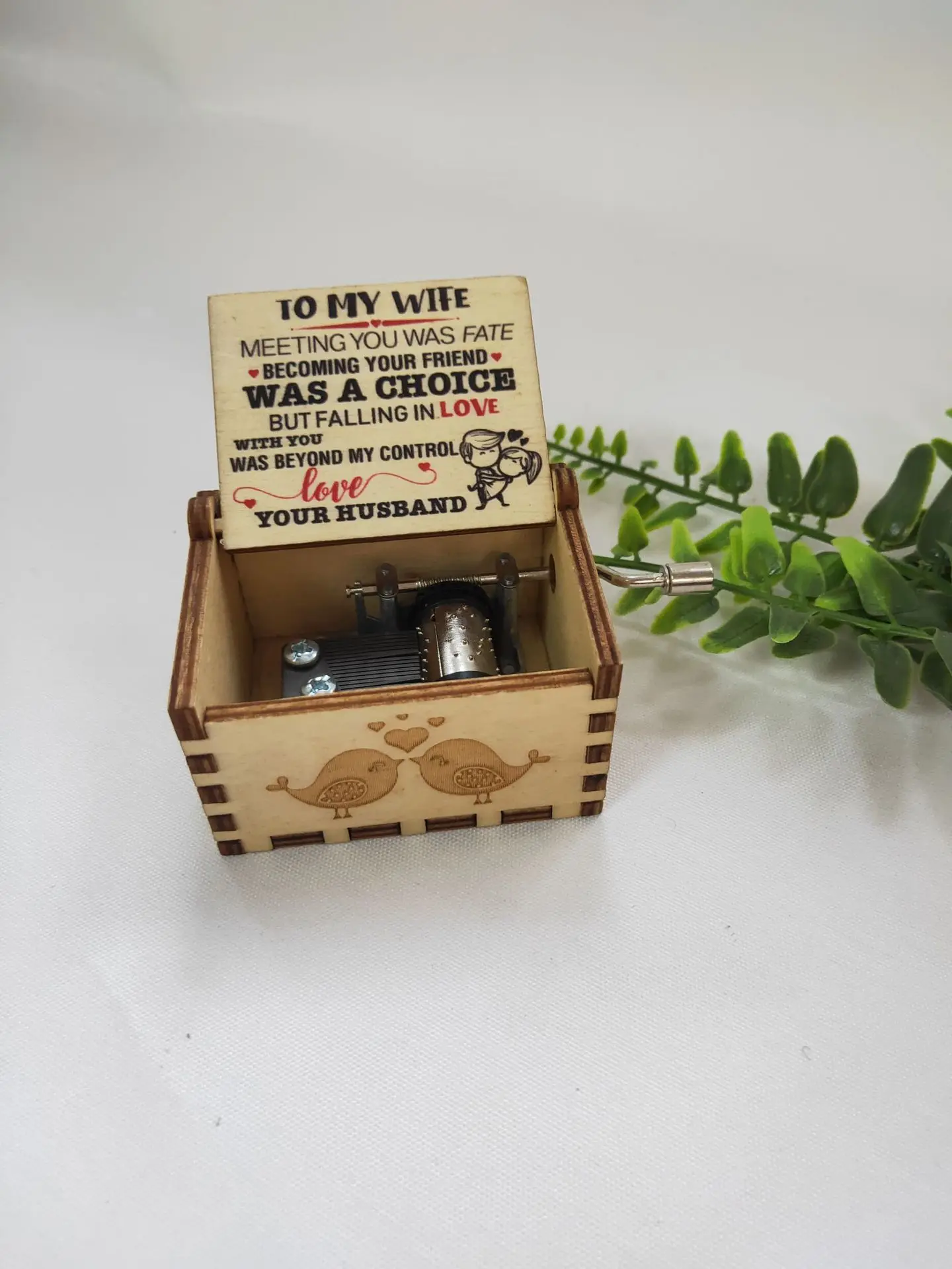 (para Mi Esposa 6) Caja De Música De Madera Con Manivela Y Mecanismo Silencioso, Un Regalo Romántico De Aniversario.