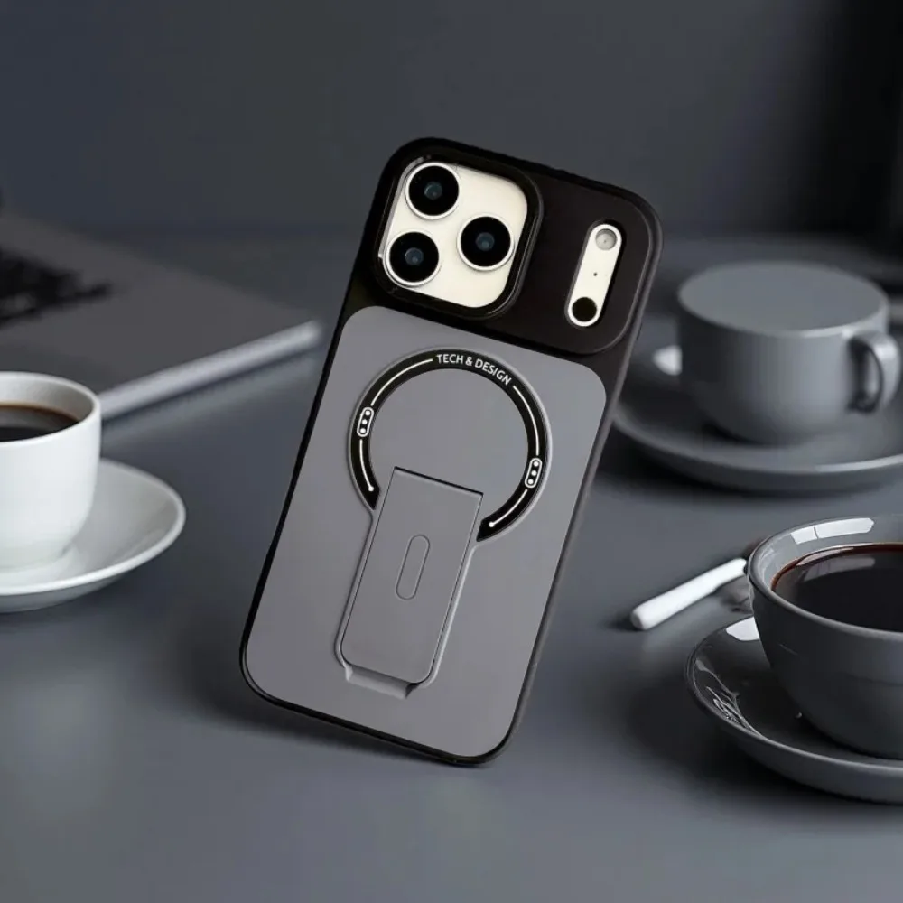 (negro, Iphone 15) Funda Protectora Blindada De Alta Resistencia Con Soporte Plegable Y Compatible Con La Carga Inalámbrica Magsafe.