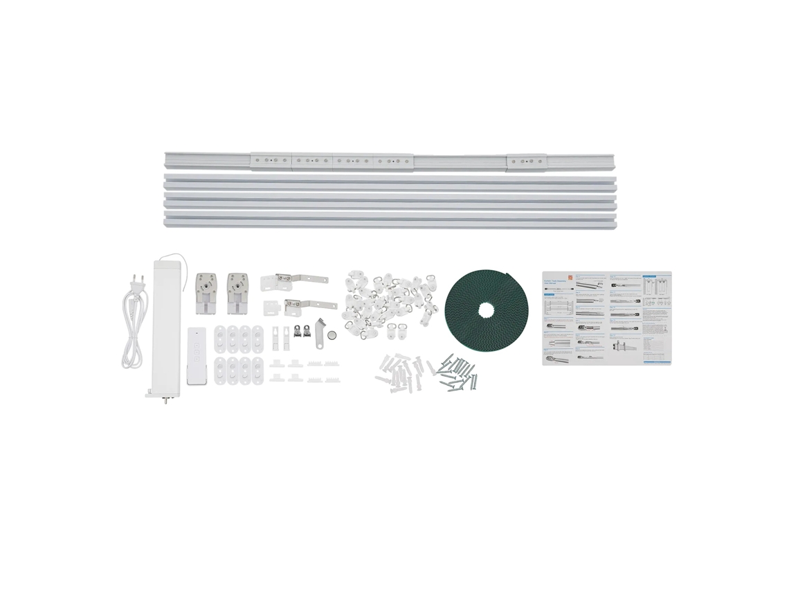 Riel de cortina eléctrico motorizado, longitud ajustable de 2,16 m a 4,2 m, control remoto, montaje en techo, OEM blanco