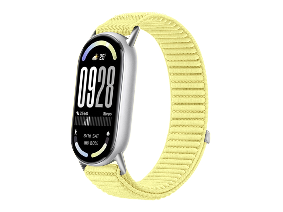 Pulsera de nailon HEXINYIGJLY para Xiaomi Mi Band 10/9/8, suave y transpirable, unisex, amarillo claro.