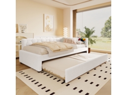 Sofá Cama, Sofá Cama De 90x200cm, Sofá Cama, Cama Con Somier, Con Lámpara De Noche, Puerto Usb, Tipo C, Blanco