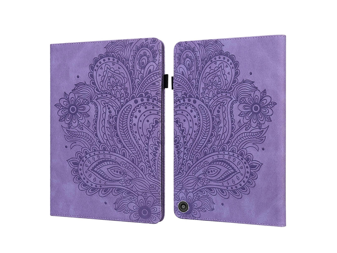 Funda de piel con estampado de pavo real y función de reposo/activación para Amazon Fire HD 8 2020 / HD 8 Plus 2020 Webake