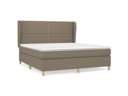 Maison Exclusive - Cama Box Spring Con Colchón Tela Gris Taupe 180x200 Cm