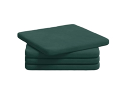 Cojines para asiento, 4 unidades, verde oscuro, 40 x 40 x 3 cm, terciopelo, HARLANV1