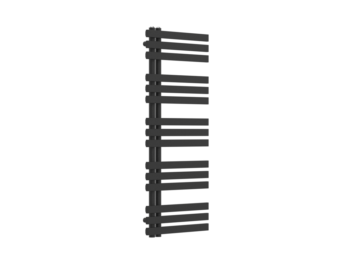 Radiador toallero mural Slidre de baño 561 W 15 lamas acero 120x50 cm Negro NEU.HAUS