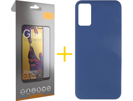 Funda y Protector de Vidrio Full 1x Samsung Galaxy A41 SKYHE Silicona Líquida Azul