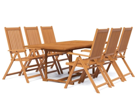 Conjunto 7 de comedor de jardín VIDAXL madera maciza de acacia