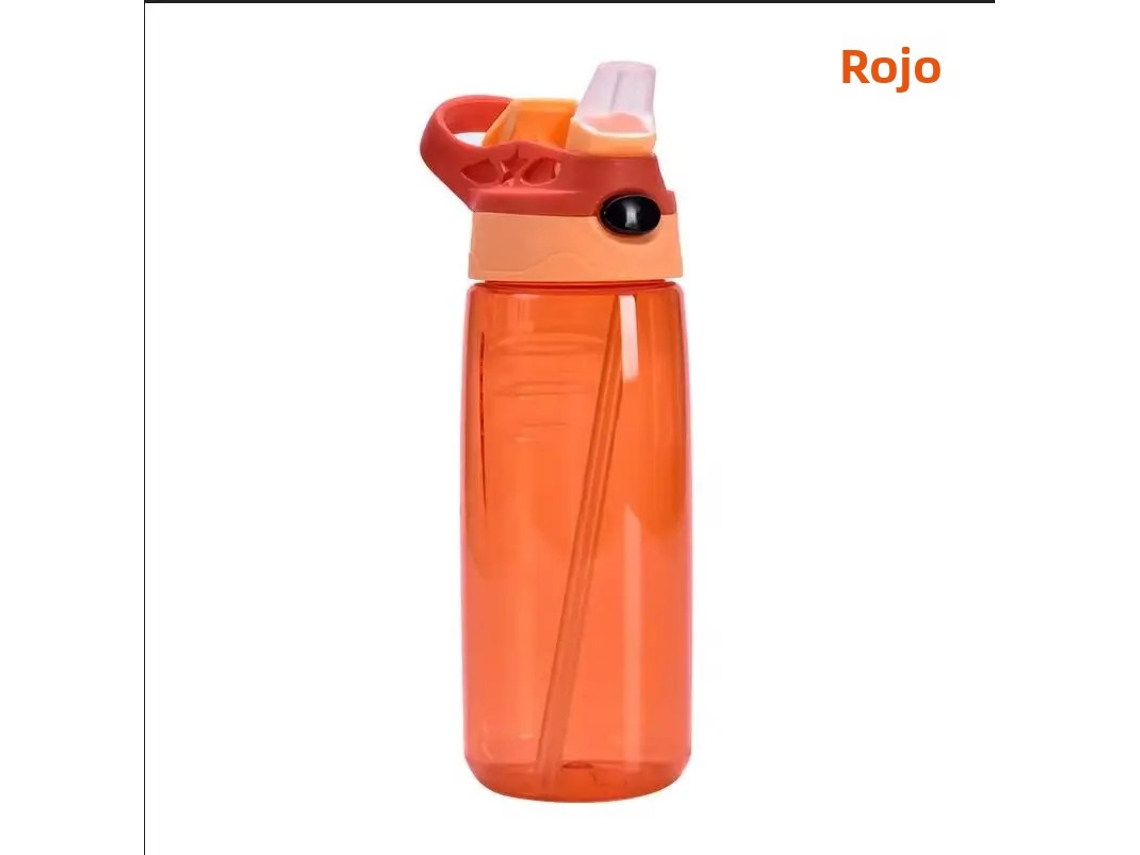 (rojo) Botella De Agua Para Niños De 500 Ml Con Tapón Y Pajita, Sin Bpa