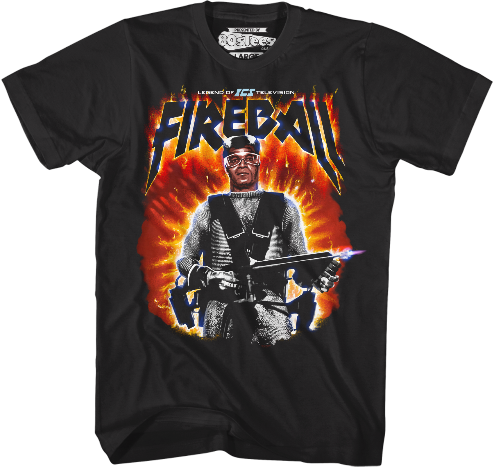 Camiseta Unisexo DEEPSTONE Fireball Running Man Negro (M)