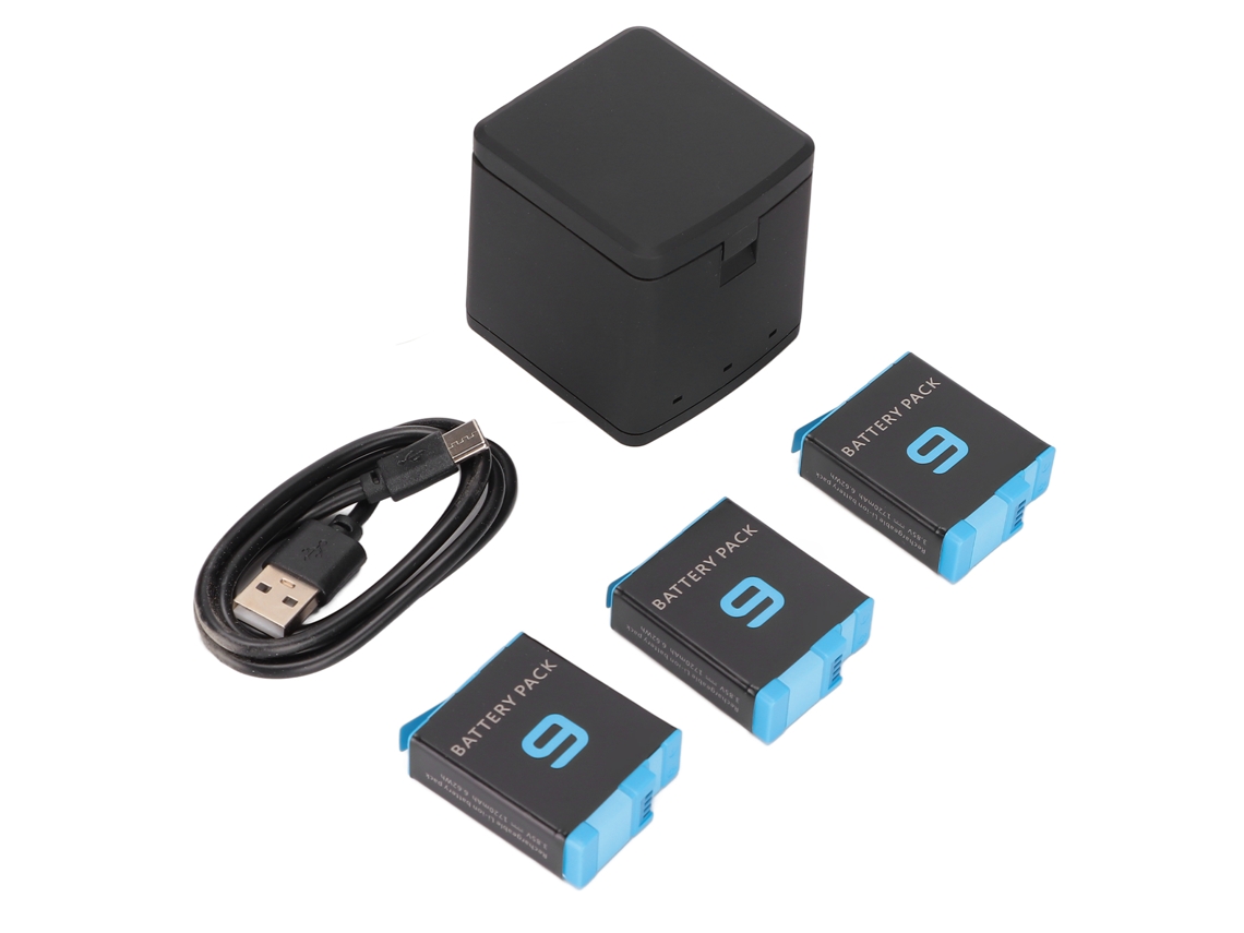 Cargador De Baterías De Cámara De Triple Canal Con 3 Baterías De 1720 Mah Para Ahdbt-901