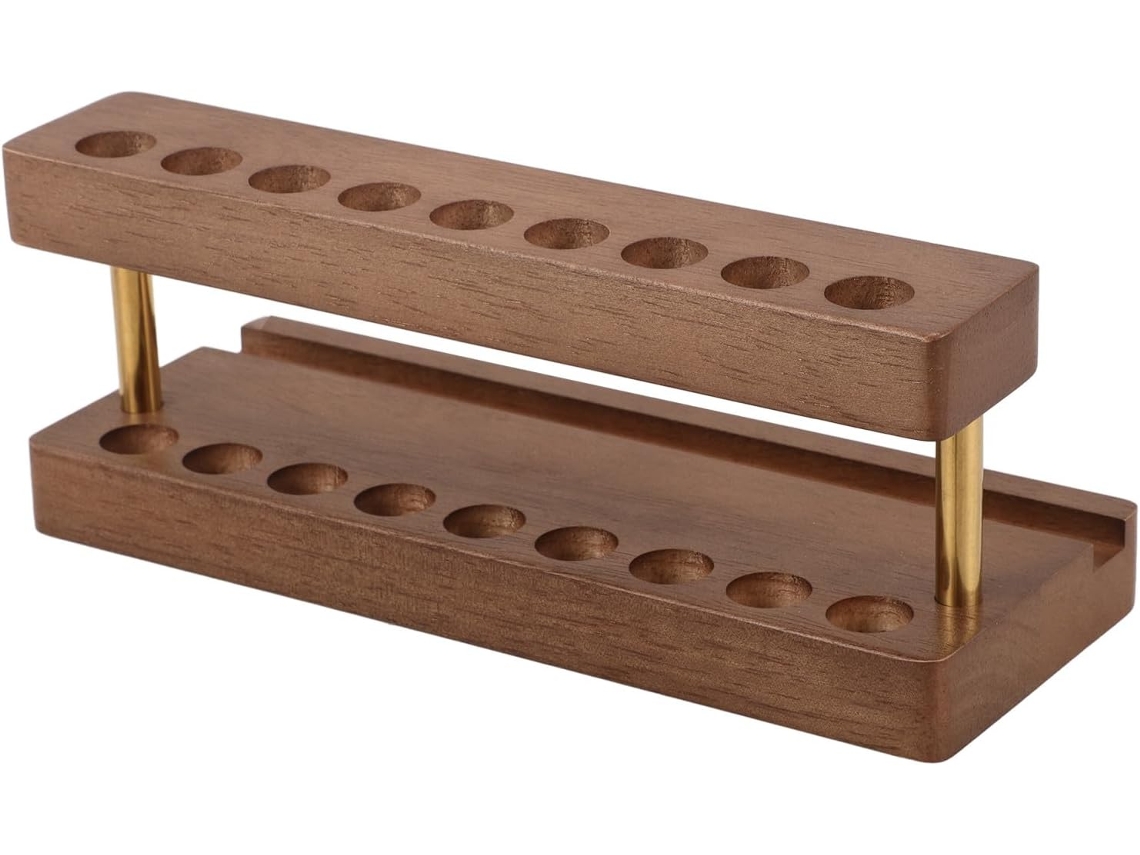 Besportble Estante De Almacenamiento De Madera Maciza De Nogal Negro Con Soporte Multifuncional Para Pincel...