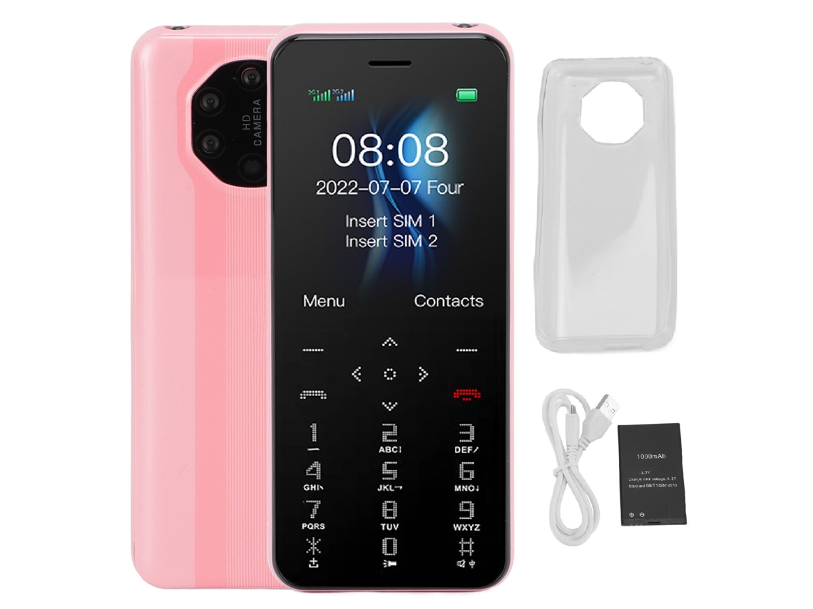 Teléfono Móvil 2g Dual Sim, 1,77 Pulgadas, Batería De 1000 Mah, Linterna Led Para Niños Y Estudiantes - Rosado