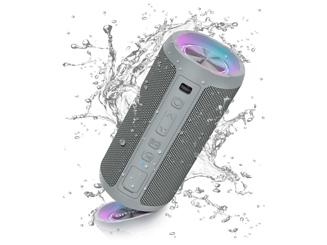 Altavoz Bluetooth, altavoces Bluetooth inalámbricos portátiles con luz LED, volumen más alto y graves mejorados, blanco Yizhood