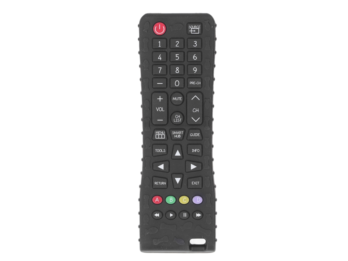 Brinquedo Mordedor De Silicone Para Bebê Forma Controle Remoto Com Botões Diferentes Preto