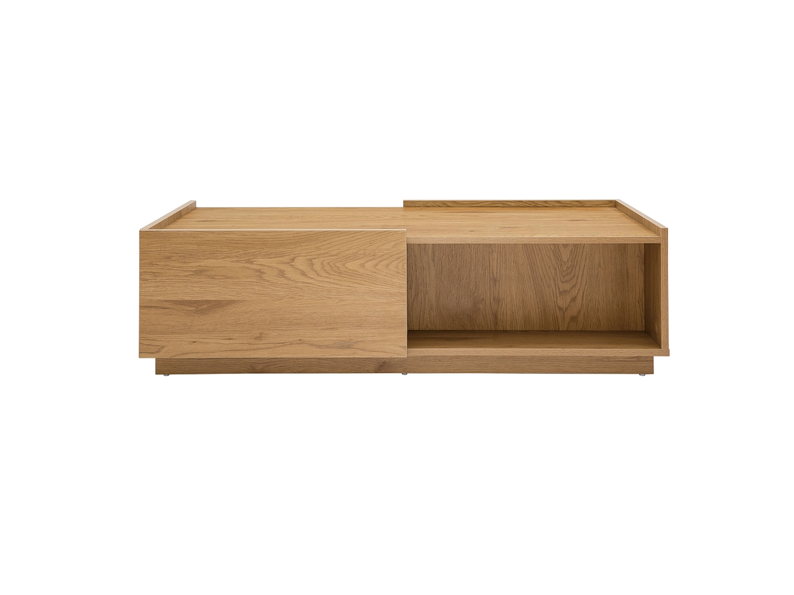 Mesa de Centro Con Almacenaje Y Acabado Roble Claro 2 Cajones 120 Cm Madero MILIBOO