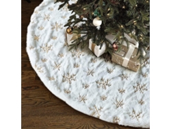Rebe-falda Para Árbol De Navidad De 122 Cm Lujo Piel Sintética Blanca Y Dorada Gruesa Suave Decoración Navideña